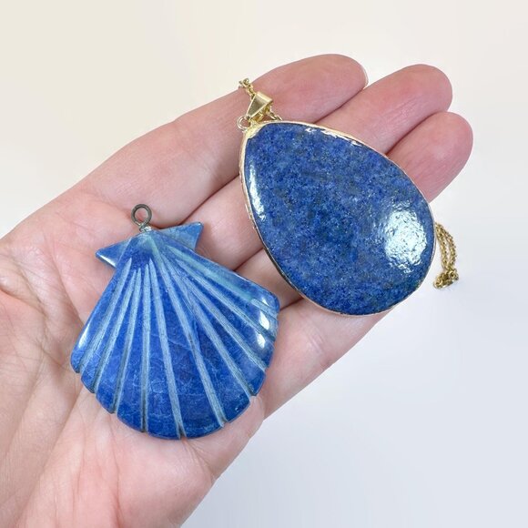 Lapis Pendant, Blue Lapis, 3 Pieces, Lot, Vintage , Blue Stone, Lapis Lazuli - Picture 2 of 3